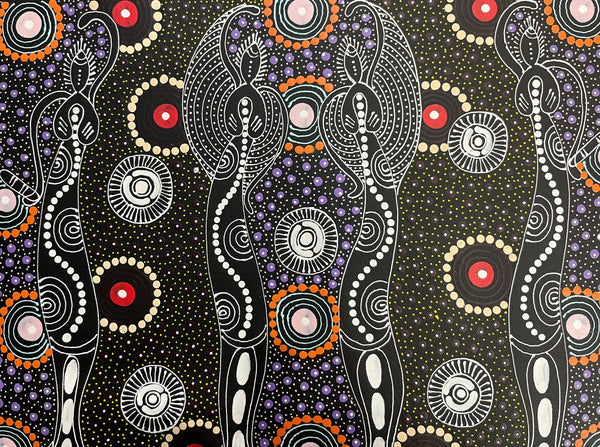 #189 ALIARA BIRD MPETYANE - Spirit Women Dancing Aboriginal Art:  41cm x 31cm