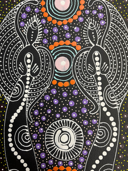 #189 ALIARA BIRD MPETYANE - Spirit Women Dancing Aboriginal Art:  41cm x 31cm