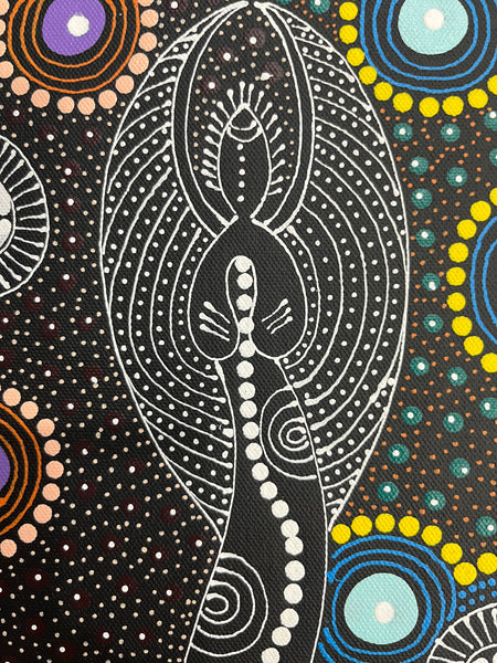 #244 ALIARA BIRD MPETYANE - Spirit Women Dancing Aboriginal Art:  41cm x 31cm