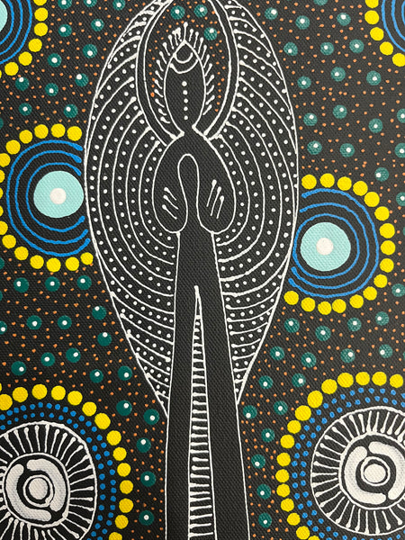 #244 ALIARA BIRD MPETYANE - Spirit Women Dancing Aboriginal Art:  41cm x 31cm