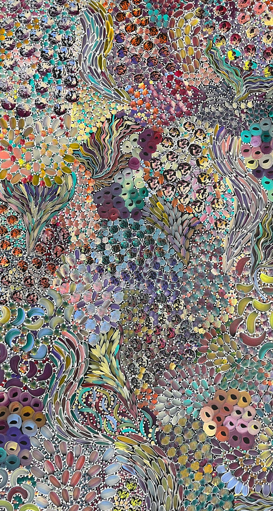 #20 Bush Yam Dreaming (Pastels)- RACHAEL NAMBULA Aboriginal Art:  90cm x 150cm