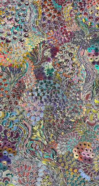 #20 Bush Yam Dreaming (Pastels)- RACHAEL NAMBULA Aboriginal Art:  90cm x 150cm