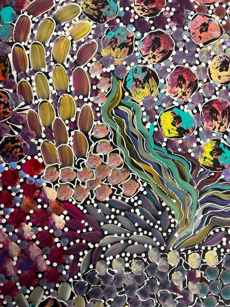 #20 Bush Yam Dreaming (Pastels)- RACHAEL NAMBULA Aboriginal Art:  90cm x 150cm