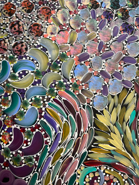 #20 Bush Yam Dreaming (Pastels)- RACHAEL NAMBULA Aboriginal Art:  90cm x 150cm