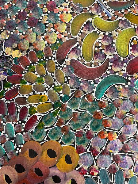 #20 Bush Yam Dreaming (Pastels)- RACHAEL NAMBULA Aboriginal Art:  90cm x 150cm