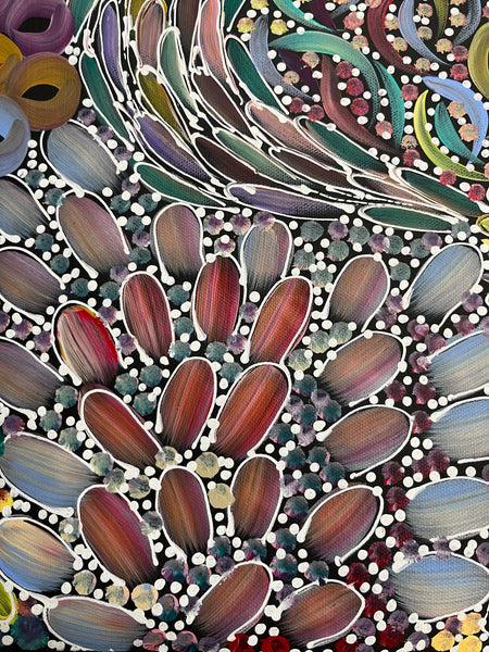 #20 Bush Yam Dreaming (Pastels)- RACHAEL NAMBULA Aboriginal Art:  90cm x 150cm