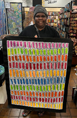#311 Seeded Bush Yams (Multi) - SHARON NUMINA Aboriginal Art:  71cm x 92cm