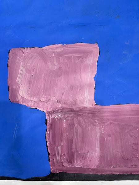 #395 "My Country" Kudditji Kngwarreye - Completed in 1999 (Blue/Rose Pink): ABORIGINAL ART: COLLECTORS SERIES: 136x194cm