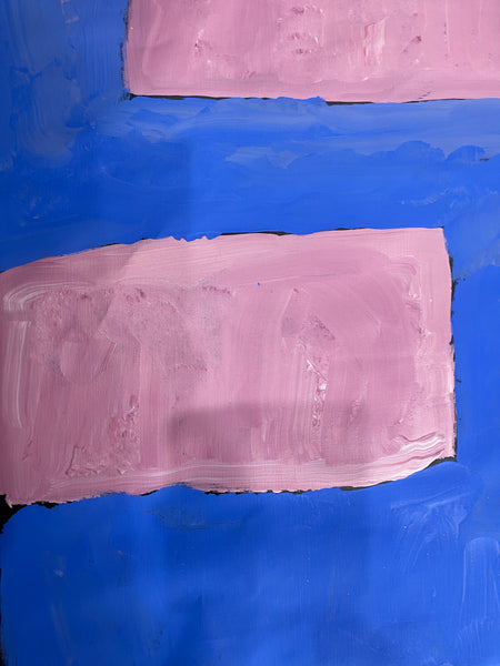 #395 "My Country" Kudditji Kngwarreye - Completed in 1999 (Blue/Rose Pink): ABORIGINAL ART: COLLECTORS SERIES: 136x194cm