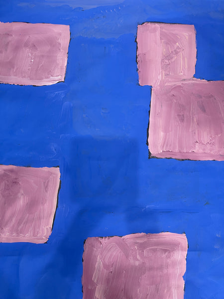 #395 "My Country" Kudditji Kngwarreye - Completed in 1999 (Blue/Rose Pink): ABORIGINAL ART: COLLECTORS SERIES: 136x194cm