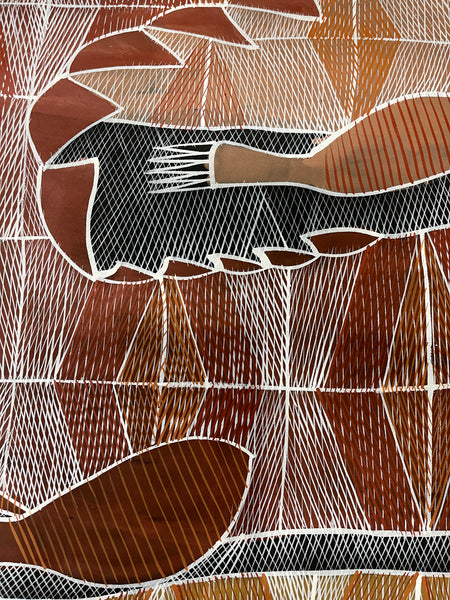 #20 Crocodile Dreaming  - EDDIE BLITNER : Aboriginal Art : 140x80cm