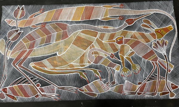 #383 Kangaroo Dreaming - EDDIE BLITNER : Aboriginal Art : 142x77cm