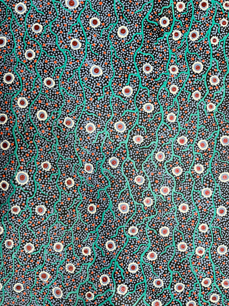 #165 Bush Flowers, Leaves & Seeds  - TREPHINA SULTAN THANGUWA Aboriginal Art:  72cm x 92cm