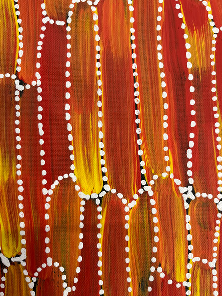 #239 Seeded Bush Yams (Sunset) - SHARON NUMINA Aboriginal Art:  67cm x 89cm