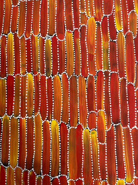 #239 Seeded Bush Yams (Sunset) - SHARON NUMINA Aboriginal Art:  67cm x 89cm