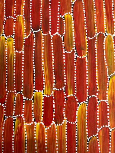 #239 Seeded Bush Yams (Sunset) - SHARON NUMINA Aboriginal Art:  67cm x 89cm