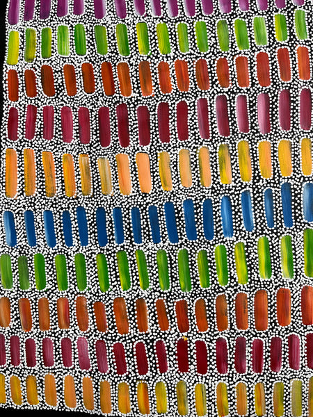 #311 Seeded Bush Yams (Multi) - SHARON NUMINA Aboriginal Art:  71cm x 92cm