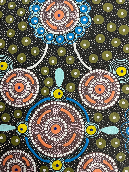 #387 After the Rain (Multi) ALIARA BIRD MPETYANE -  Aboriginal Art: 36cm x 50cm