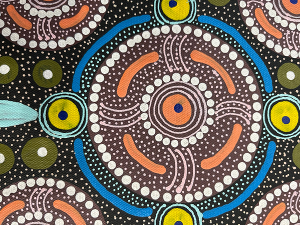 #387 After the Rain (Multi) ALIARA BIRD MPETYANE -  Aboriginal Art: 36cm x 50cm