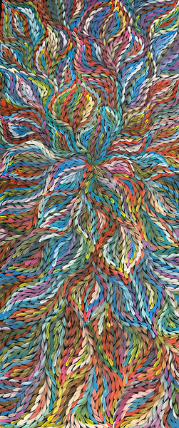 #263 Bush Medicine Leaves - ROSEMARY PETYARRE (PITJARA) Aboriginal Art:  88cm x 200cm