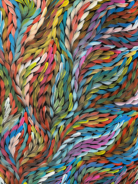 #263 Bush Medicine Leaves - ROSEMARY PETYARRE (PITJARA) Aboriginal Art:  88cm x 200cm