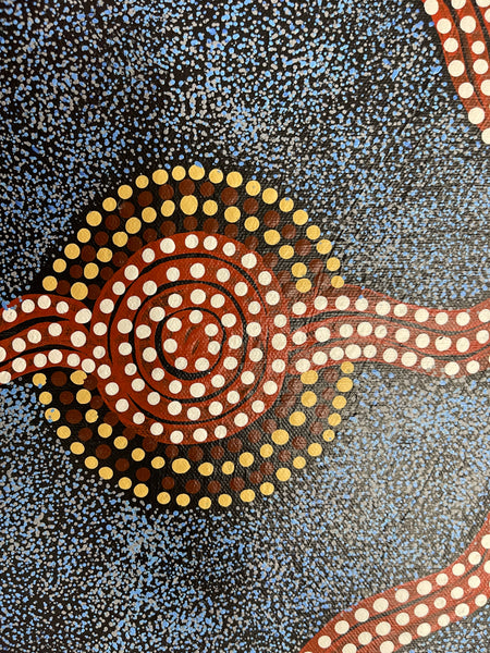 #291 - Water Dreaming - JOY NAKAMARRA BRISCOE: Aboriginal Art: 88x67cm
