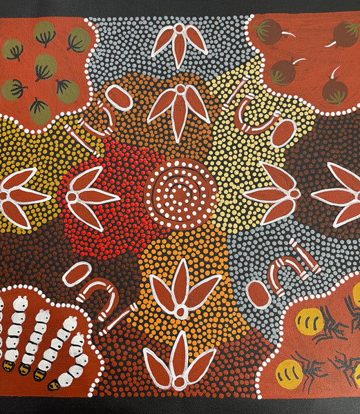 #184 - Emu Dreaming - JOY NAKAMARRA BRISCOE: Aboriginal Art: 40x41cm