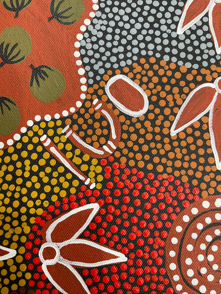 #184 - Emu Dreaming - JOY NAKAMARRA BRISCOE: Aboriginal Art: 40x41cm