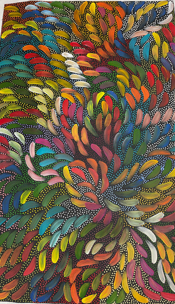 #396 Bush Medicine Leaves & Seeds (Multi) - CAROLINE NUMINA : Aboriginal Art: 152x95cm