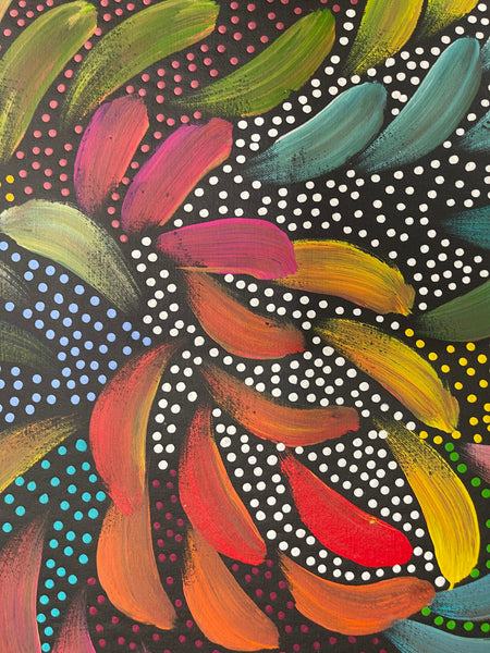 #396 Bush Medicine Leaves & Seeds (Multi) - CAROLINE NUMINA : Aboriginal Art: 152x95cm