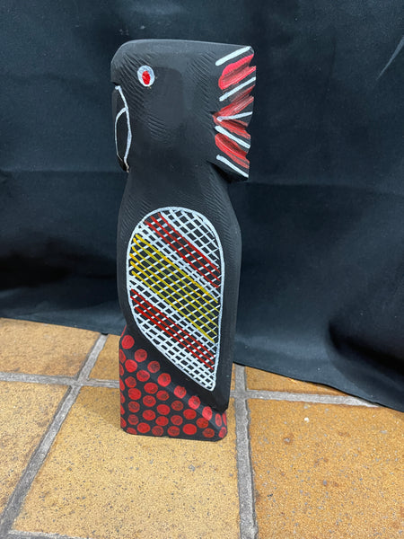 #388 Black Cockatoo - KENNY REID: Aboriginal Art: 30x9x5cm