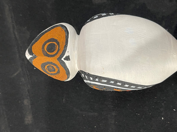 #398 Hand Carved Owl (White) - Mario Munkara : ABORIGINAL ART 22x6cm
