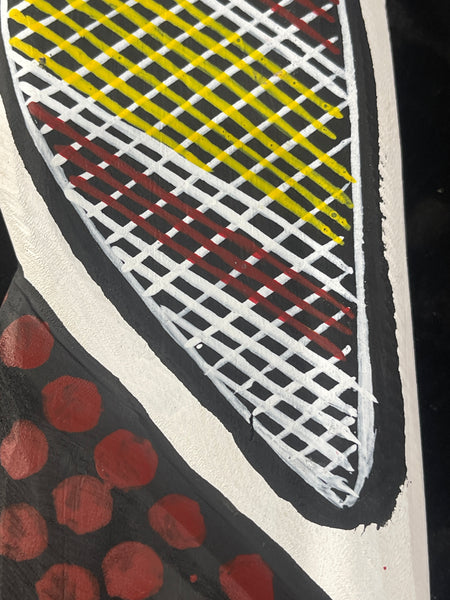 #369 White Cockatoo - KENNY REID: Aboriginal Art: 31x9x5cm