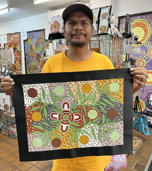 #304 Women collecting Bush Tomatoes - JONATHAN HOCKLEY - Aboriginal Art: 36cm x 50cm