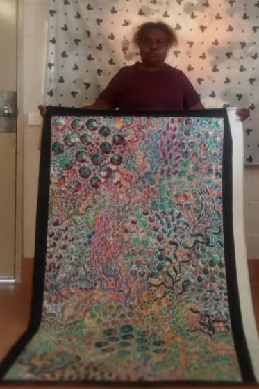 #281 Bush Yam Dreaming (Multi)- RACHAEL NAMBULA: Aboriginal Art: 155cm x 90cm