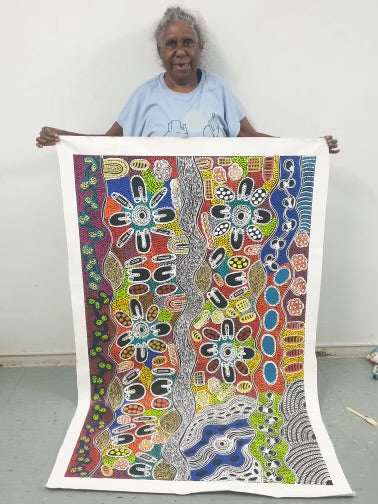 #129 My Country Women Collecting - LANITA NUMINA : Aboriginal Art: 94x152cm