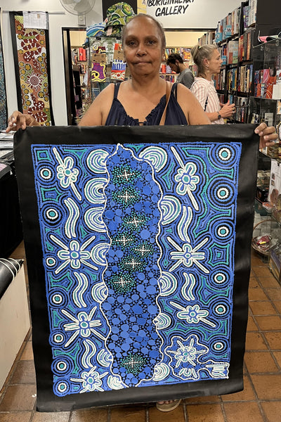 #6 Seven Sisters (Blues) - TREPHINA SULTAN THANGUWA: Aboriginal Art: 69cm x 95cm