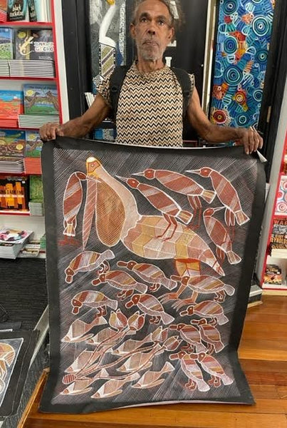 #346 Pelican Dreaming - EDDIE BLITNER : Aboriginal Art : 93x140cm