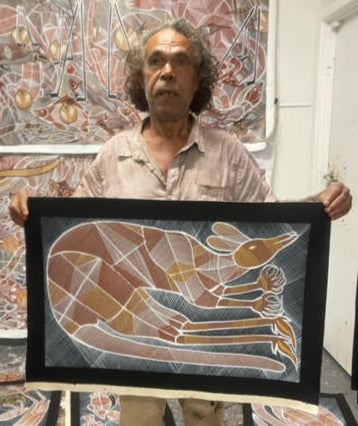 #131 Kangaroo Dreaming - EDDIE BLITNER : Aboriginal Art : 67cm x 42cm