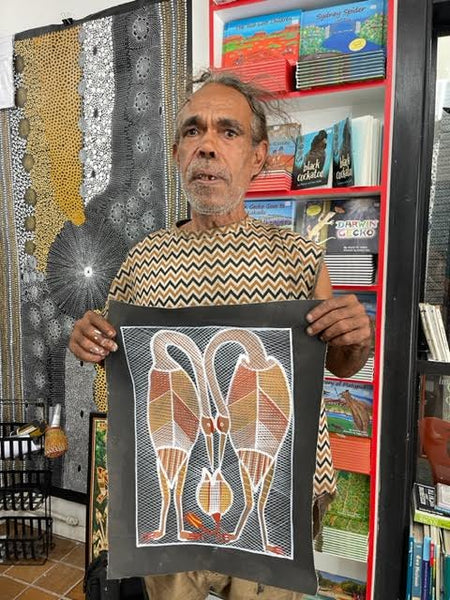 #46 Brolga Dreaming (Earth) - EDDIE BLITNER : Aboriginal Art : 42x33cm
