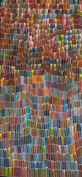 #17 Seeded Bush Yams - JEANNIE MILLS PWERLE Aboriginal Art:  105cm x 200cm