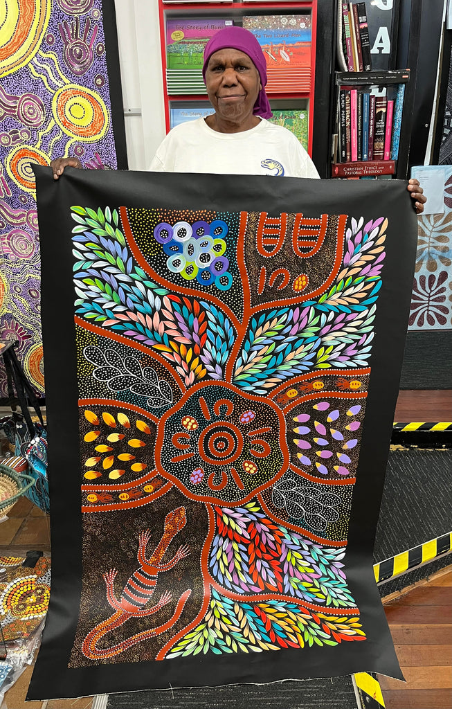 #226 Women hunting for Bush Food  - JACINTA NUMINA : Aboriginal Art:  95cm x 145cm