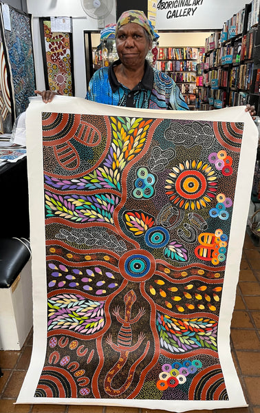 #255 Women collecting Bush Tucker (Multi) - JACINTA NUMINA : Aboriginal Art 92 x 148cm