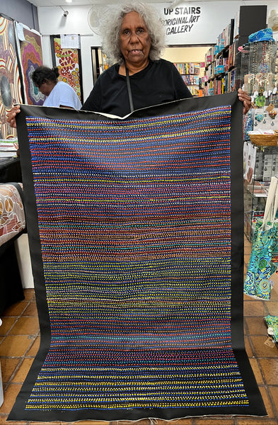 #43 Brown Dingo Tracks (multi) - LANITA NUMINA Aboriginal Art: 93cm x 151cm