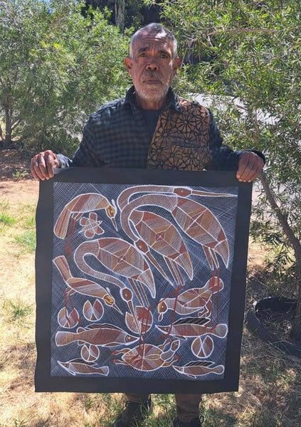 #73  Billabong Dreaming - EDDIE BLITNER Aboriginal Art:  63cm x 71cm