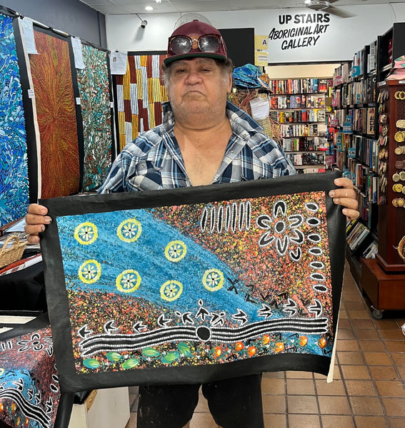 #204 Seven Sisters Dreaming (Multi) - REGGIE SULTAN Desert Art:  68cm x 43cm