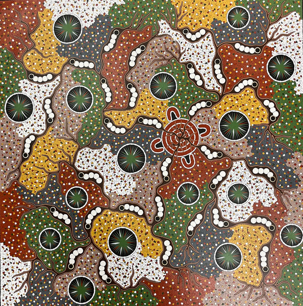 #107 Witchetty Grub Dreaming - JONATHAN HOCKLEY - Aboriginal Art: 92cm x 90cm