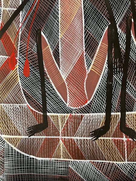 #345 Mimi Spirits & Rainbow Serpent - EDDIE BLITNER Aboriginal Art:  70cm x 155cm
