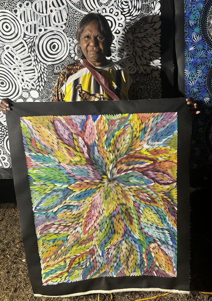 #8 Bush Medicine Leaves (Multi) - CAROLINE NUMINA Aboriginal Art:  75cm x 93cm
