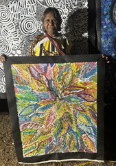 #8 Bush Medicine Leaves (Multi) - CAROLINE NUMINA Aboriginal Art:  75cm x 93cm